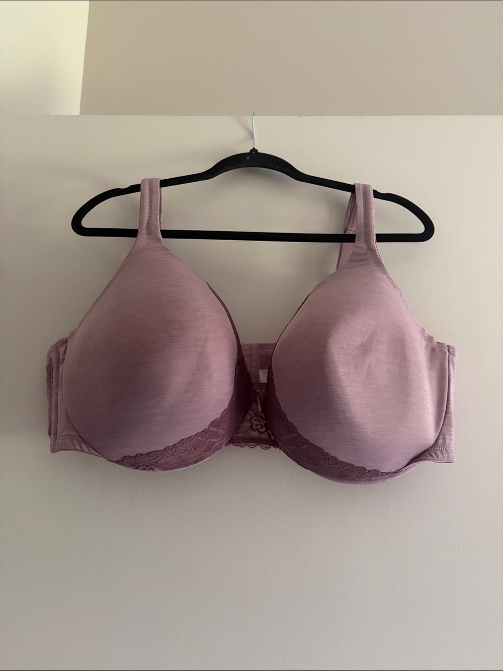 Cacique Mauve Lace-Trim Lightly Lined Full Coverage Bra